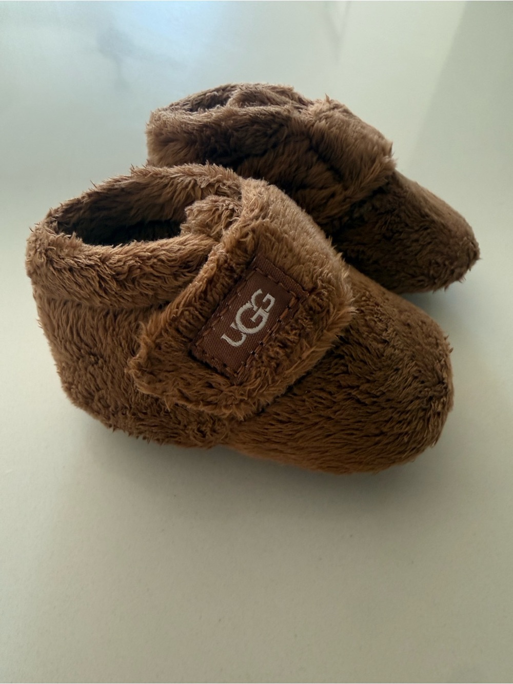 UGG Baby Plush Brown Velcro Booties, Baby UGGs, UGG Bixbee Bootie Size 0/1